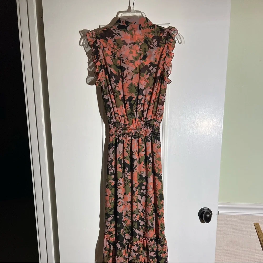 MISA Floral Ruffle Sleeve High Low Hem BoHo Dress - Picture 2 of 8